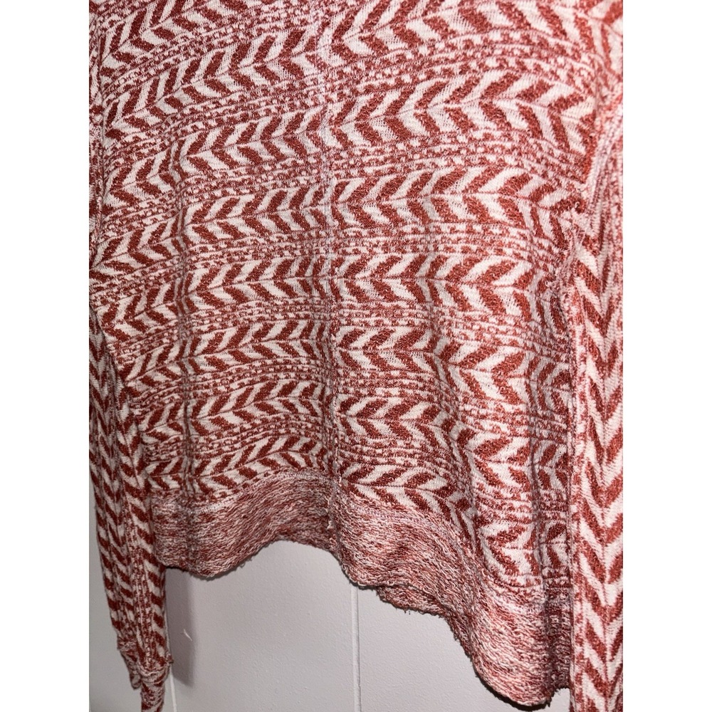 BKE Womens Shirt Size S Chevron Mock‎ Neck Cropped Knit Long Sleeve Top Orange - Picture 6 of 11
